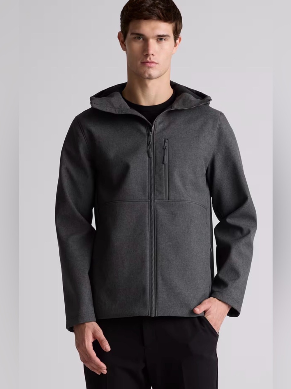 Quince Charcoal Gray Hooded Windbreaker Jacket